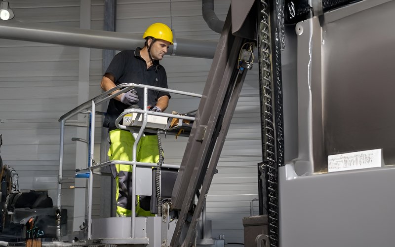 BIOGEST technician during service and maintenance operations for biogas plants